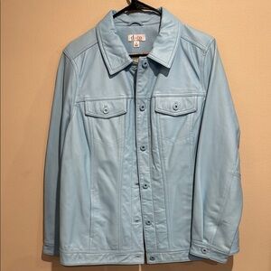 ❤️D&Co Women’s Light Blue Leather Jacket size 1X